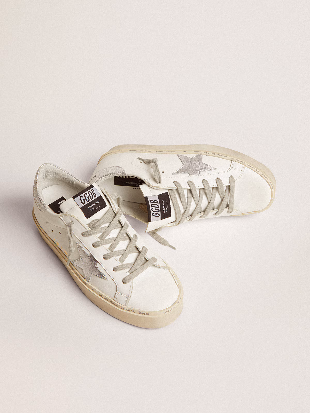 Golden Goose GGDB Women's Hi Star with star and metallic silver heel