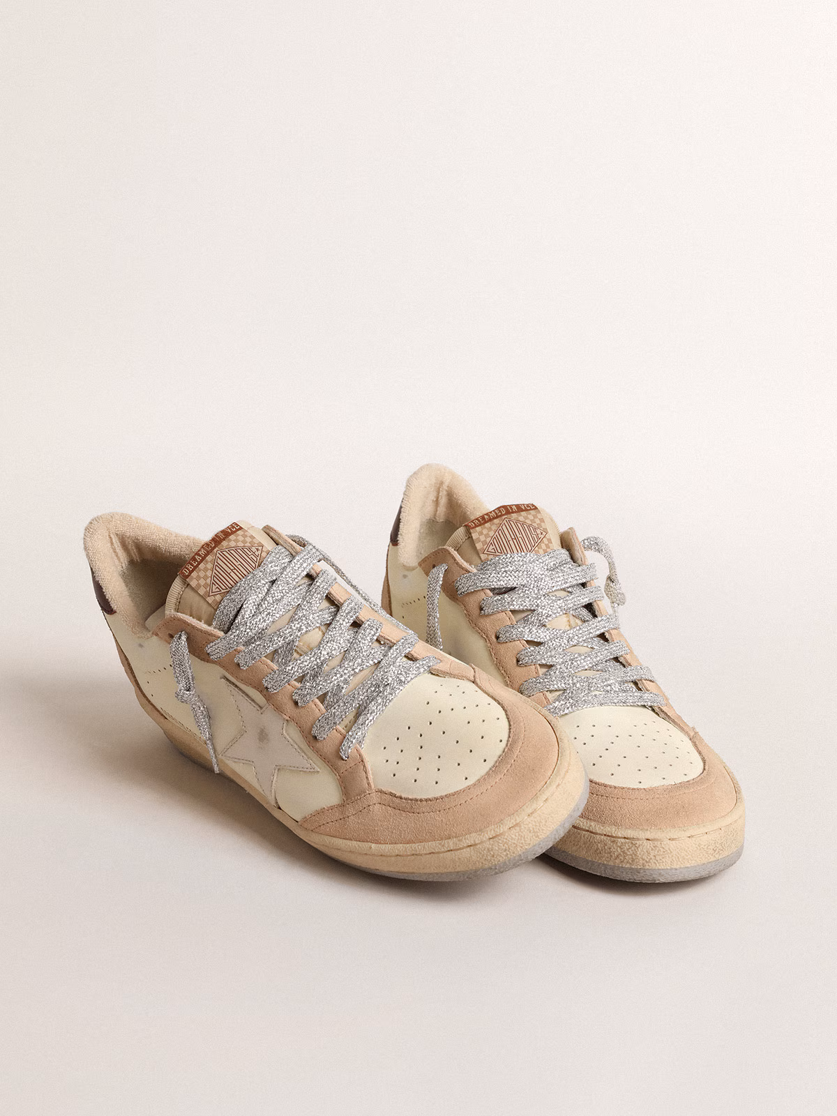 Golden Goose GGDB Women's Ball Star LTD with white star and burgundy leather heel tab