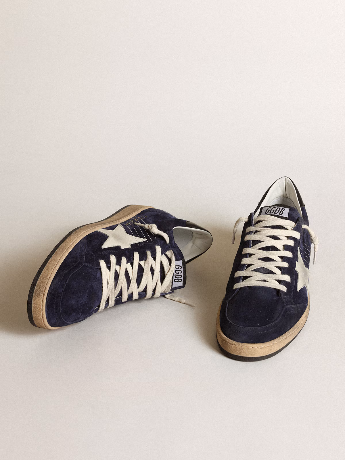 Golden Goose GGDB Men's Ball Star in dark blue suede with white nubuck star