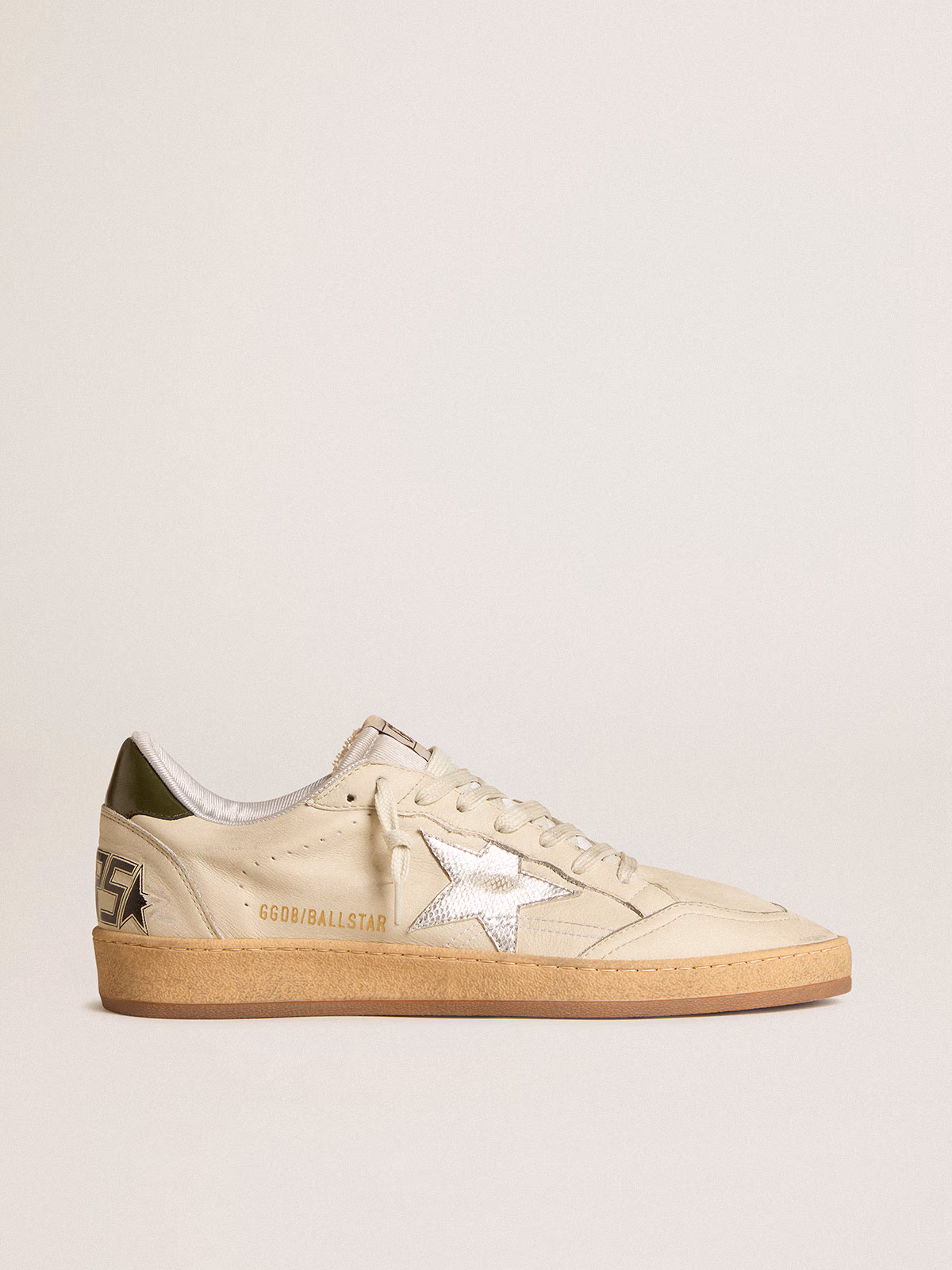 Golden Goose GGDB Ball Star with silver leather star and green leather heel tab