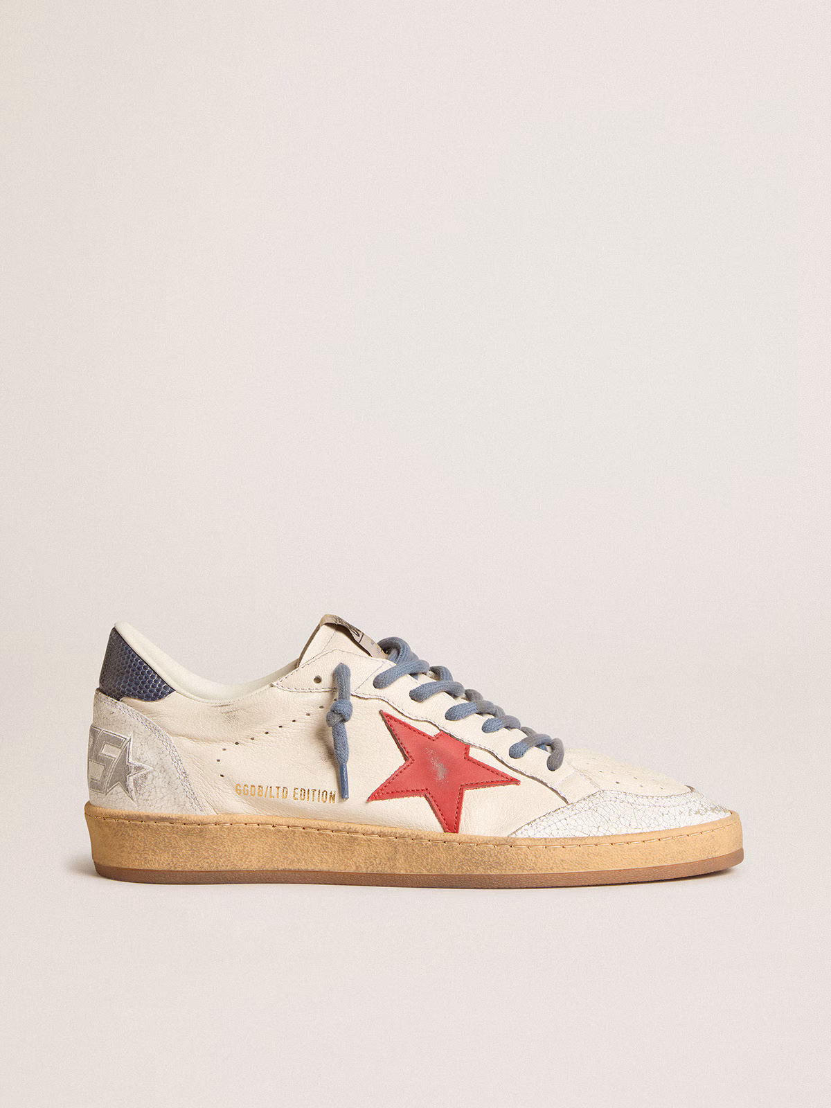 Golden Goose GGDB Ball Star LTD with red star and lizard-print leather heel tab
