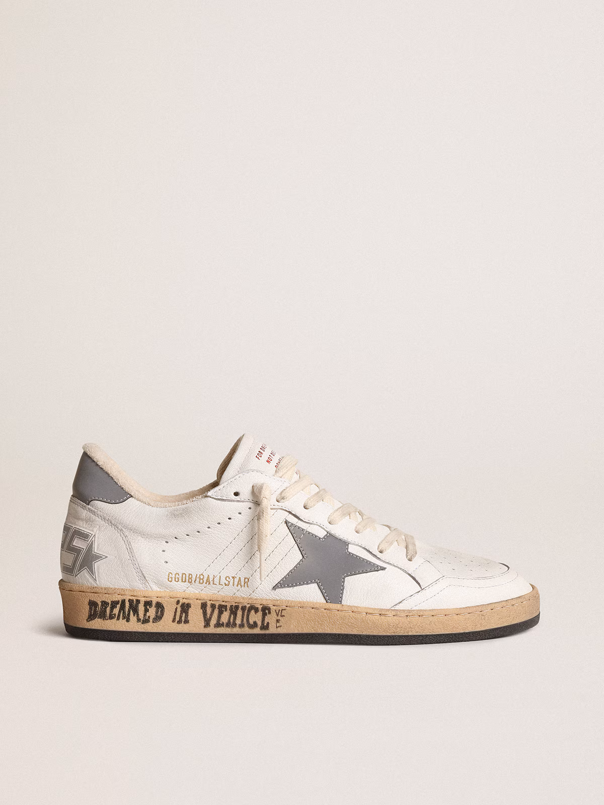 Golden Goose GGDB Ball Star in nappa with gray reflective nylon star and heel tab