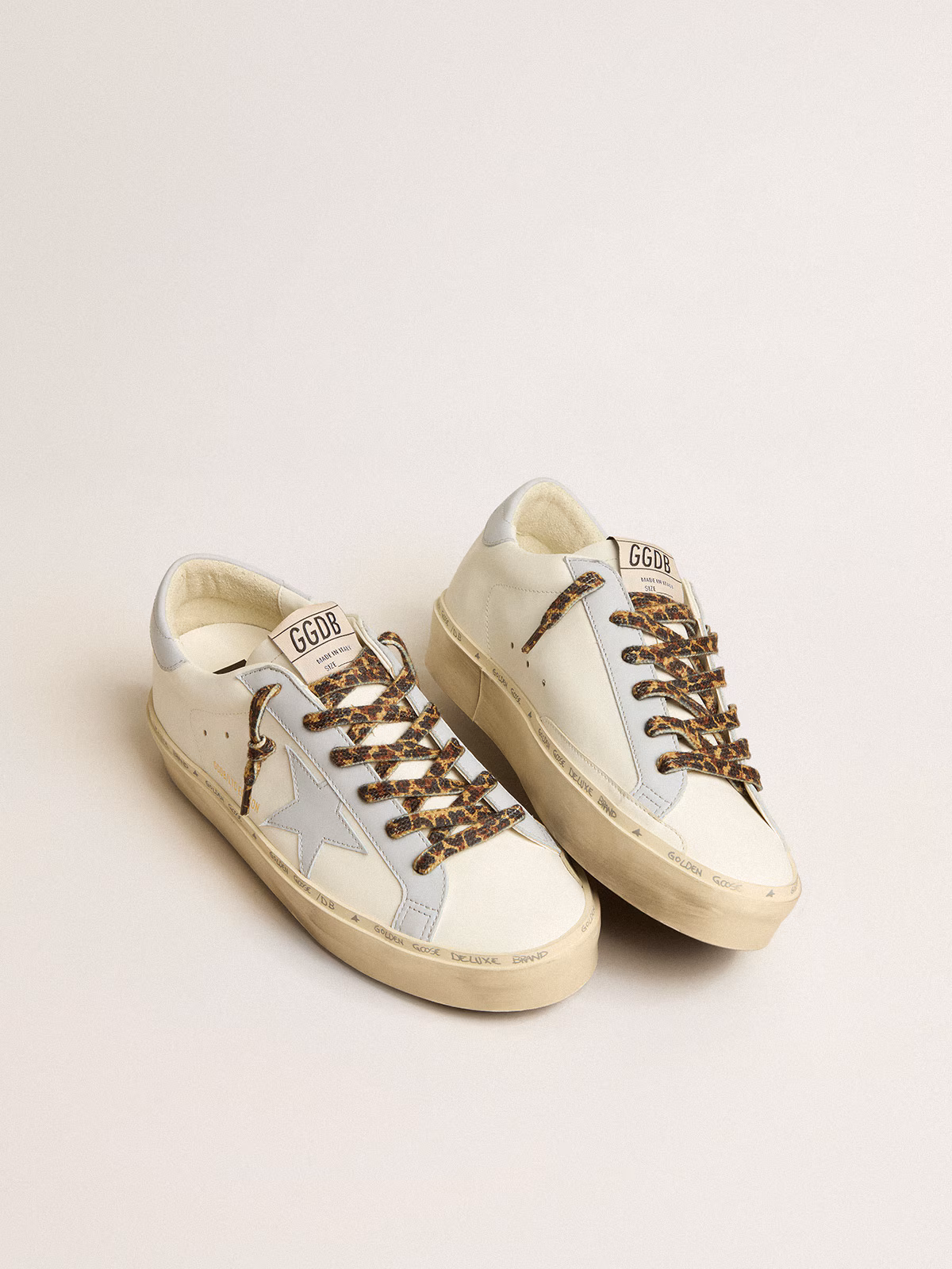 Golden Goose GGDB Hi Star LTD in leather with light blue leather star and heel tab