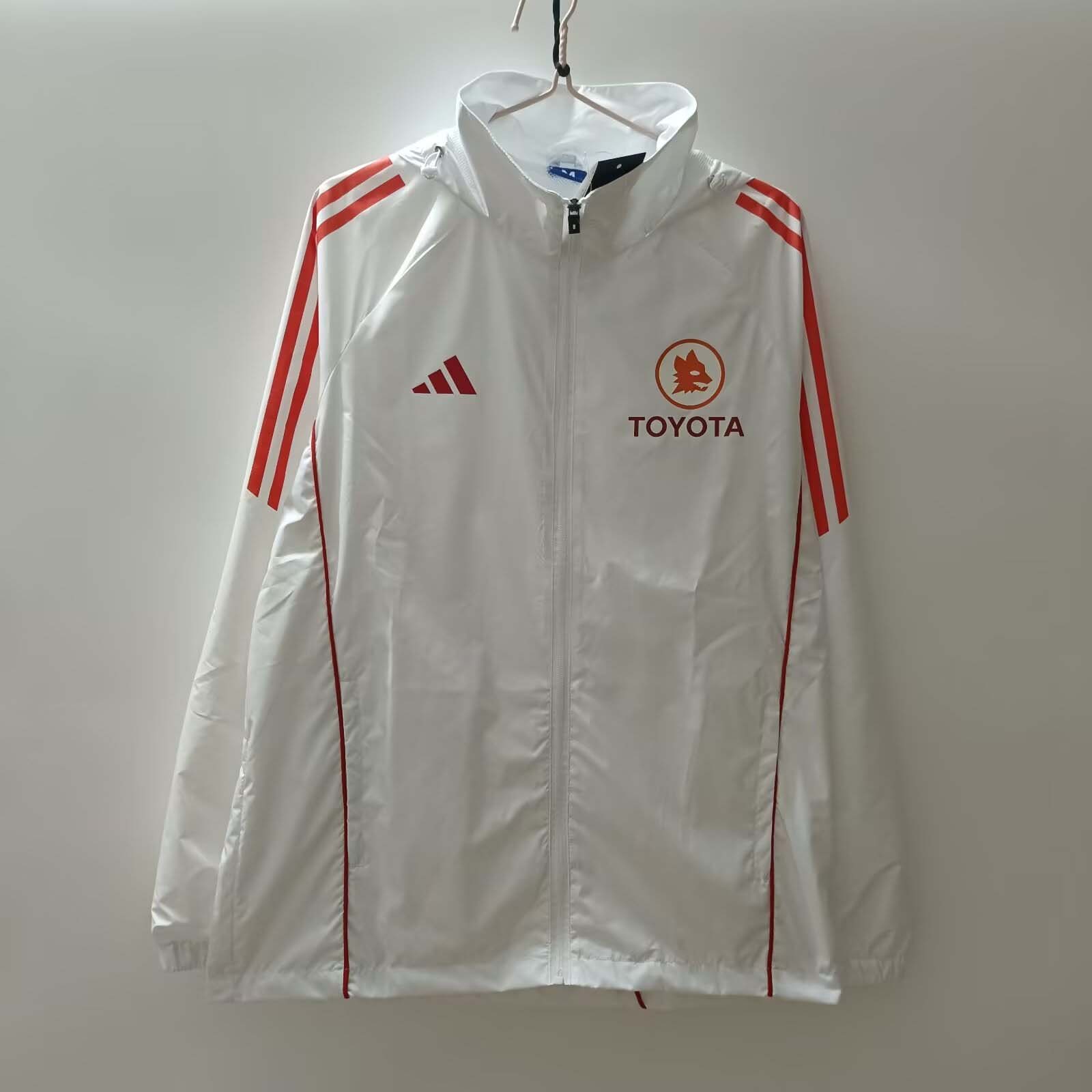 2024/2025 Roma Windbreaker White Soccer Jersey 1:1 Thai Quality