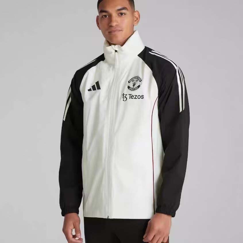 2024/2025 Manchester United Windbreaker Black and White Football Shirt 1:1 Thai Quality
