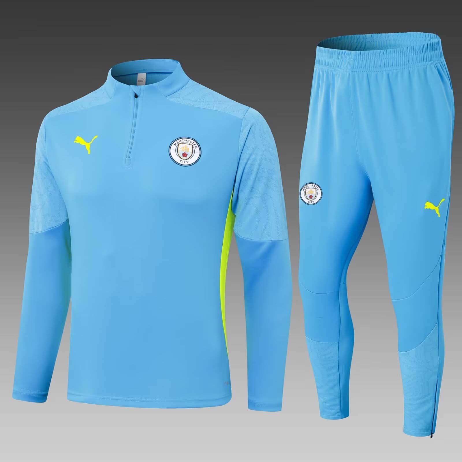 2024/2025 Manchester City Half-Pull Training Suit Blue Football Shirt 1:1 Thai Quality Set