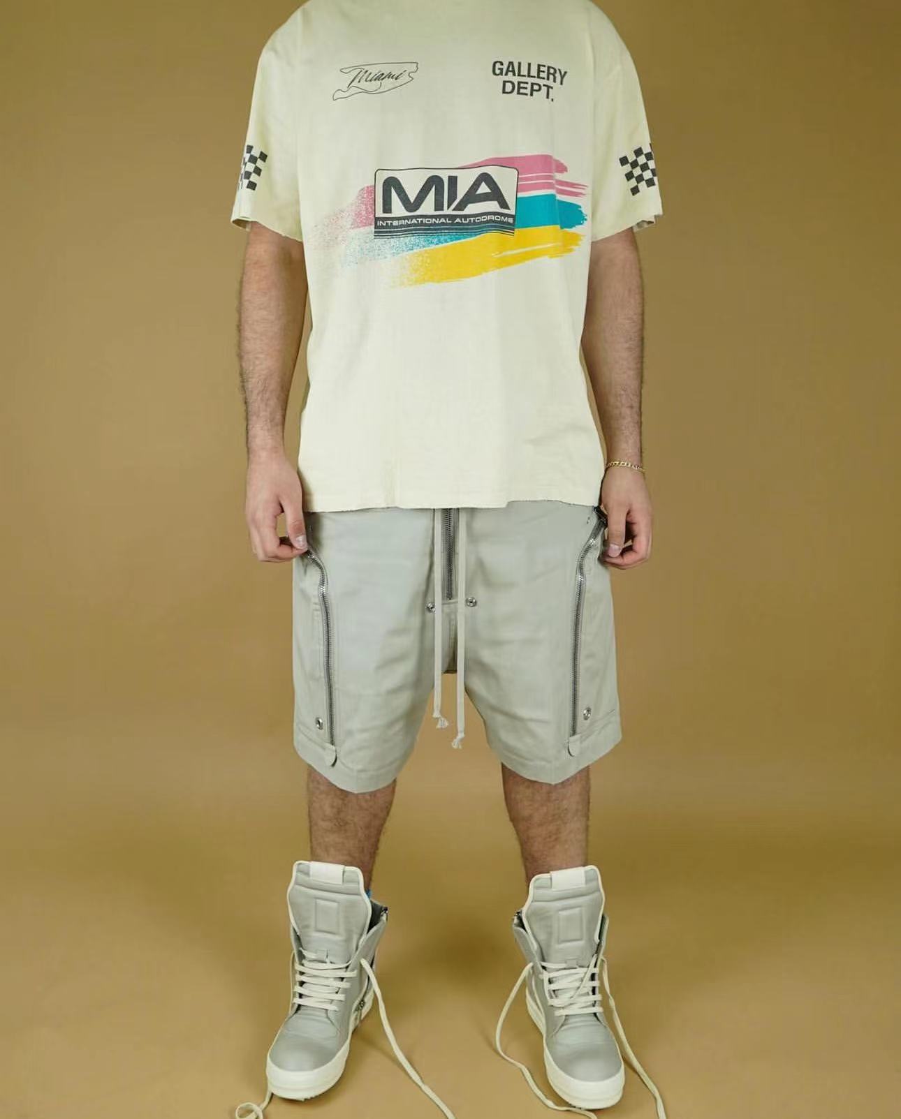 1:1 quality version MIA Racing Flag Plaid Tricolour Stripe Foiled Letter Print Tee