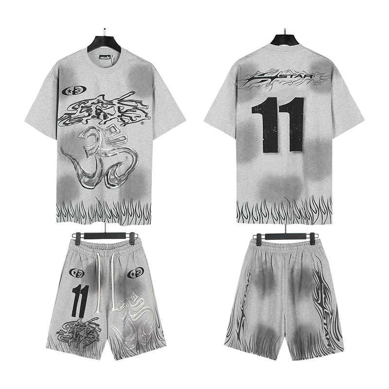 27858263 Printed Washed Version Tee & Shorts Set 2 colors