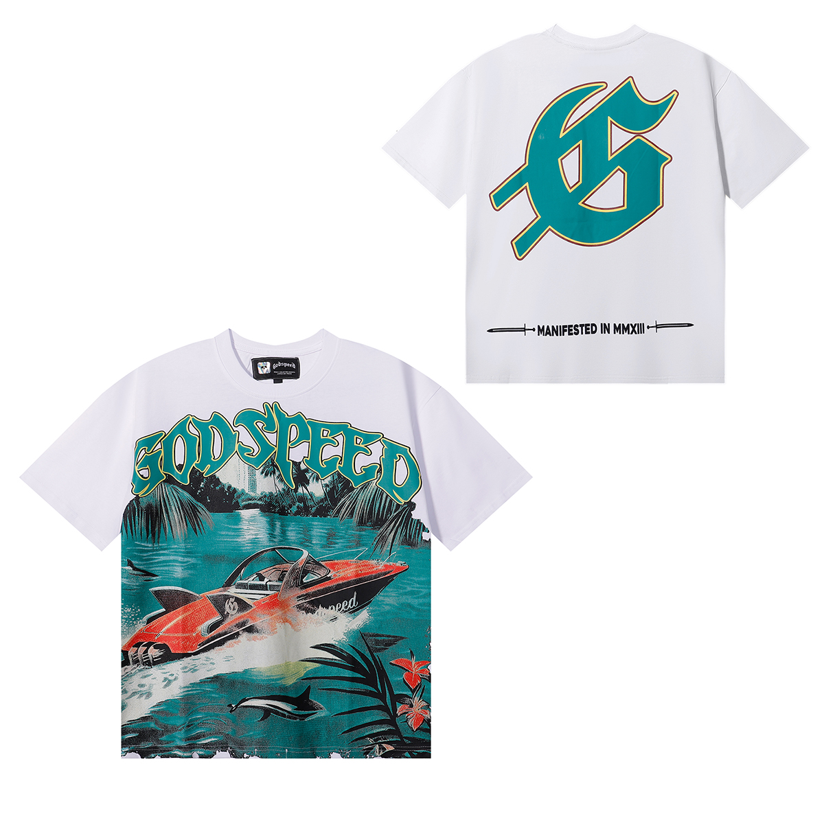 28203031 Speedboat Shark Print Tee 2 colors