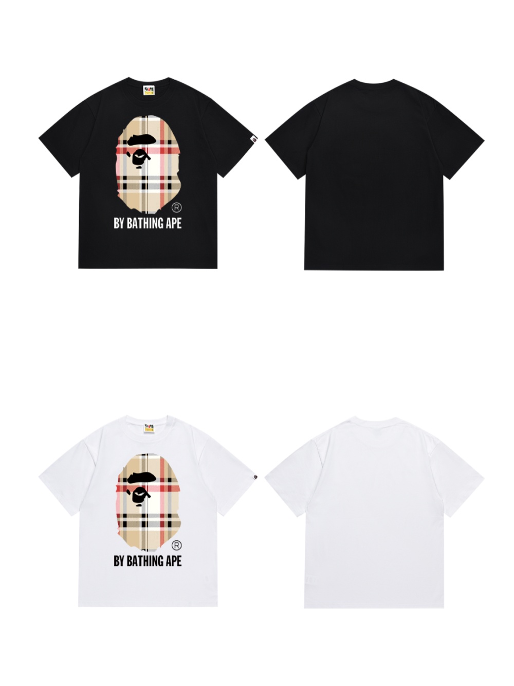 Plaid Ape Head Letter Print Tee 2 colors