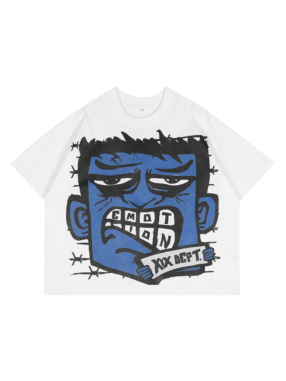 28219989 Blue Square Face Graphic Tee