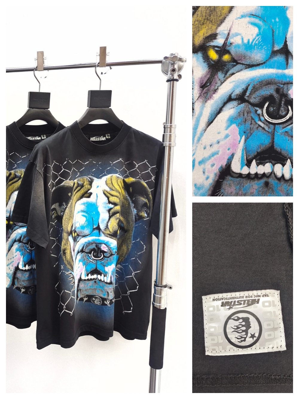 1:1 quality version German Bulldog Head Print Tee with NFC tag