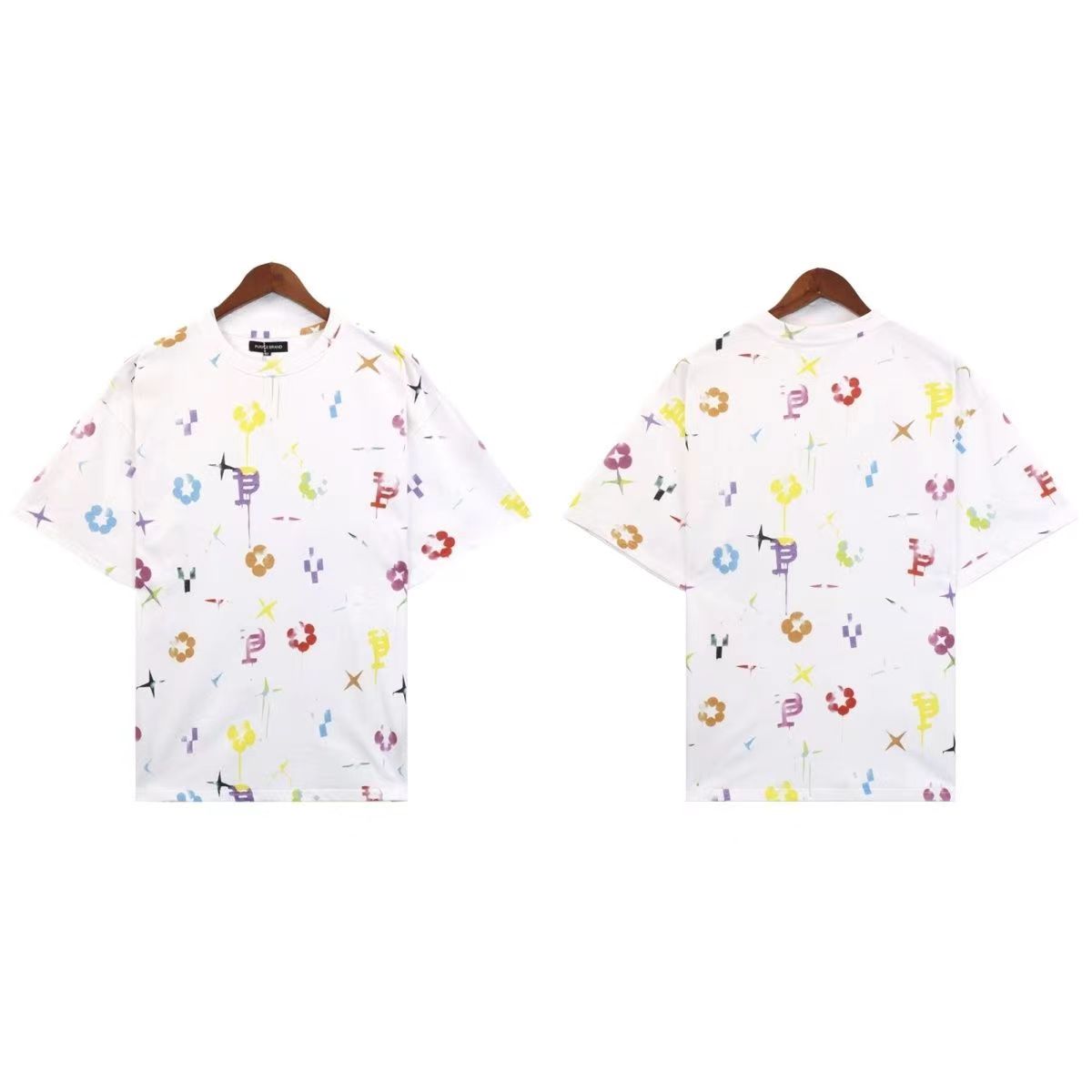 All over floral logo splatter print tee