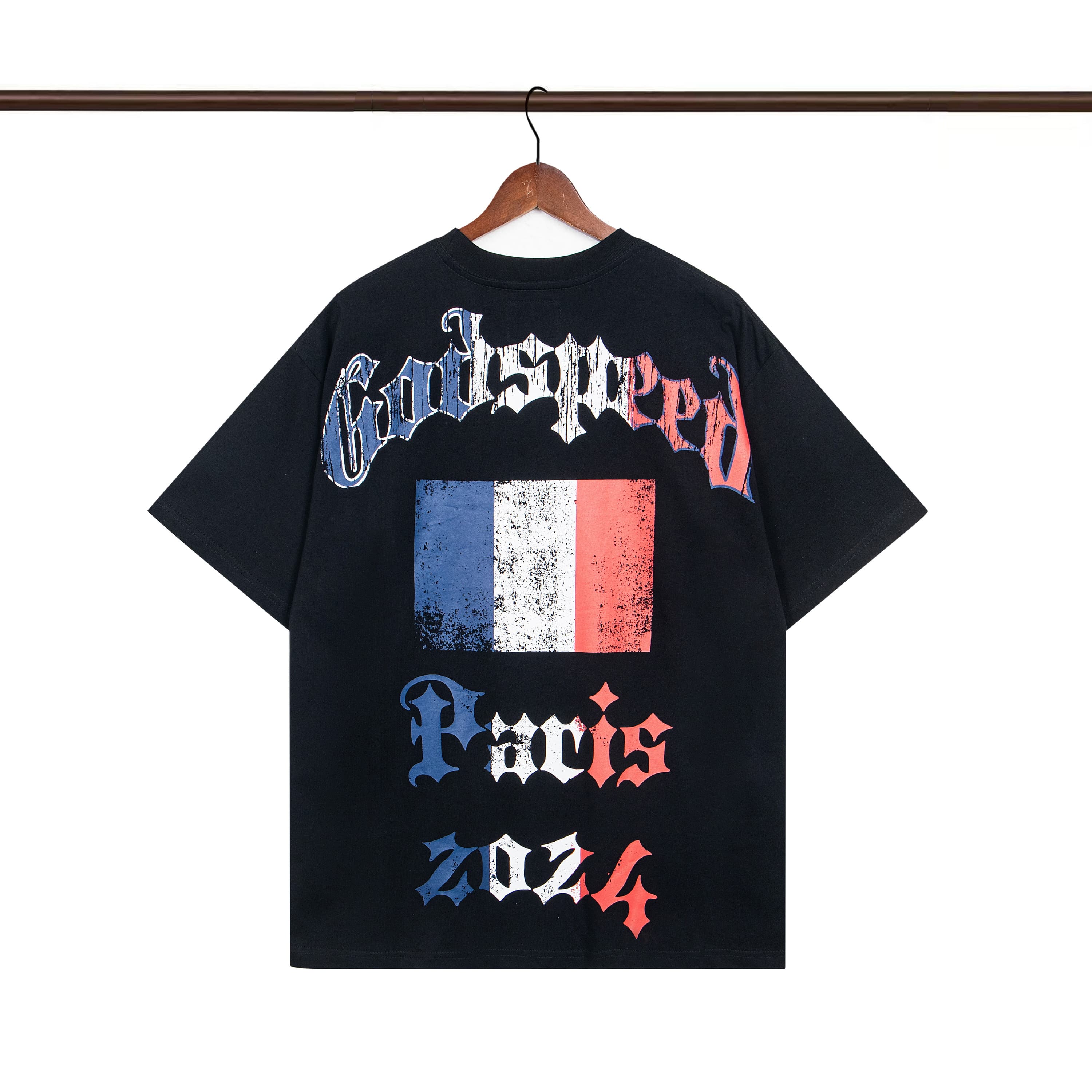 28031549 France Limited Eiffel Tower Gradient Letter Print Tee
