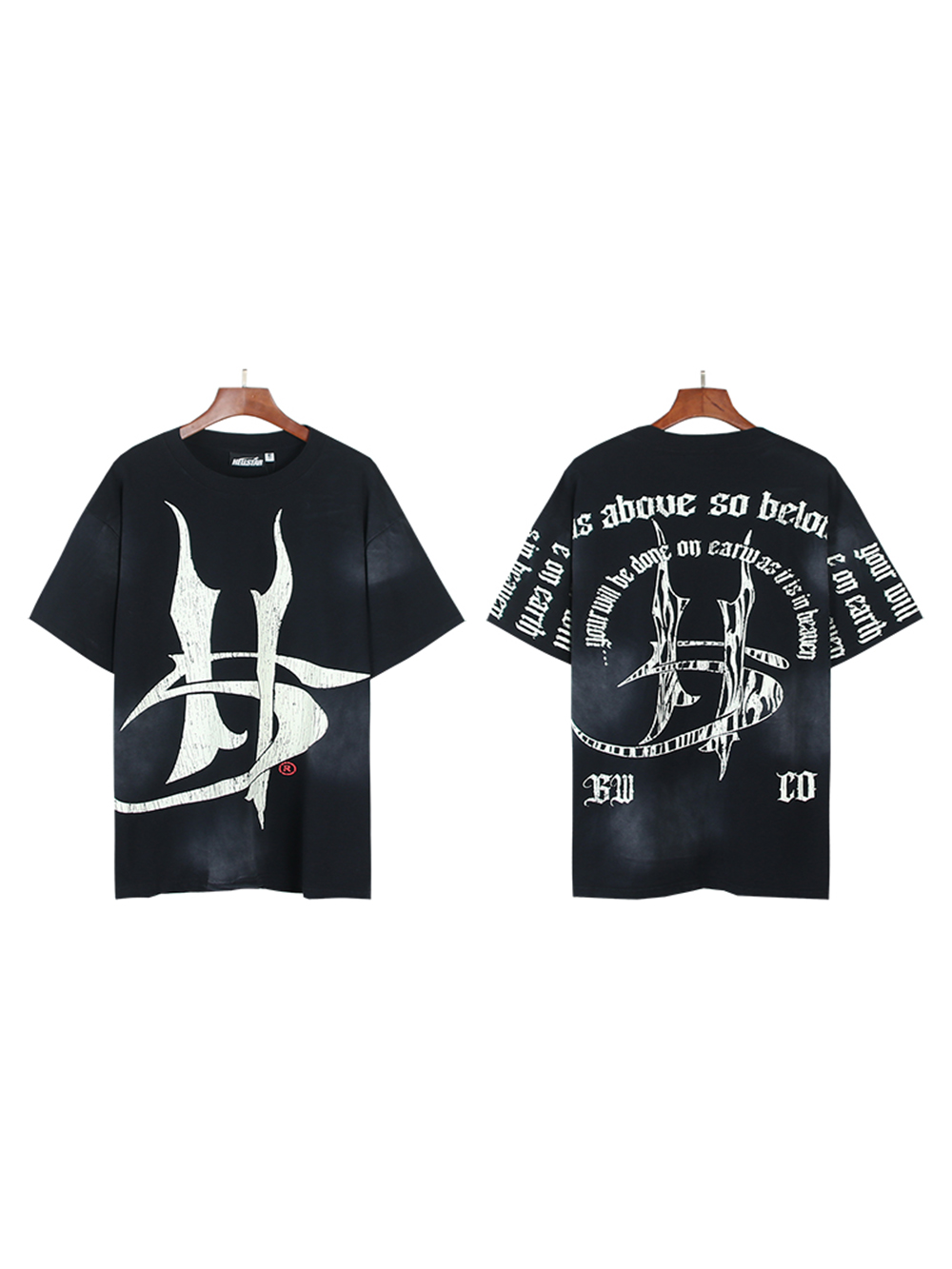 28356721 HS Gothic Letter Print Washed Version Tee