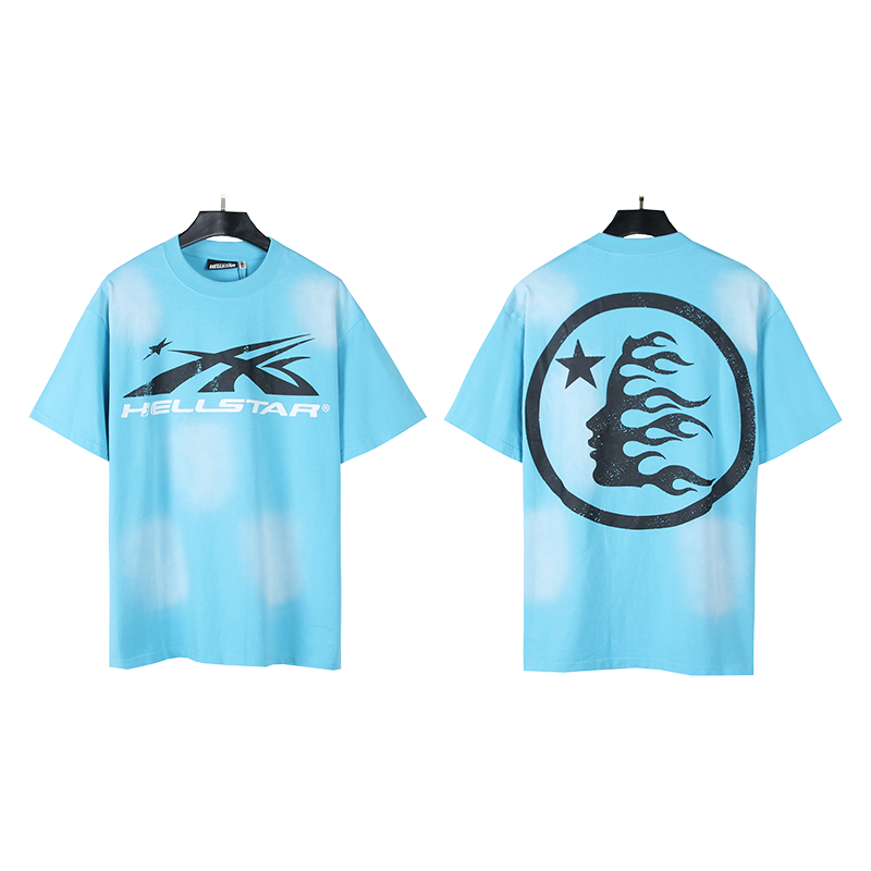 Black and White Logo Washed Blue Tee