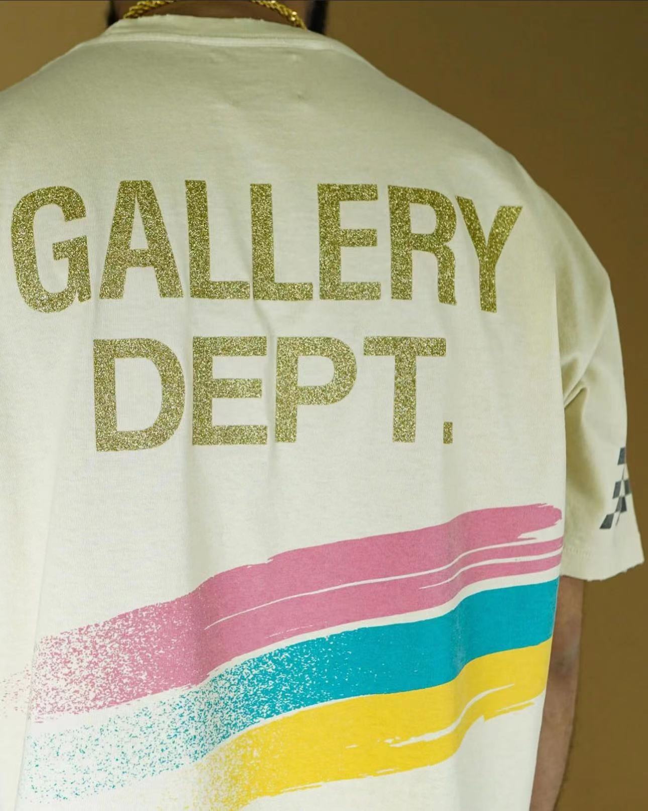 1:1 quality version MIA Racing Flag Plaid Tricolour Stripe Foiled Letter Print Tee