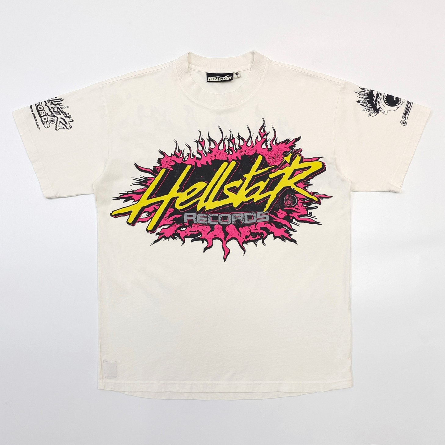 1:1 quality version Yellow Letter Pink Flame Logo Tee with NFC tag