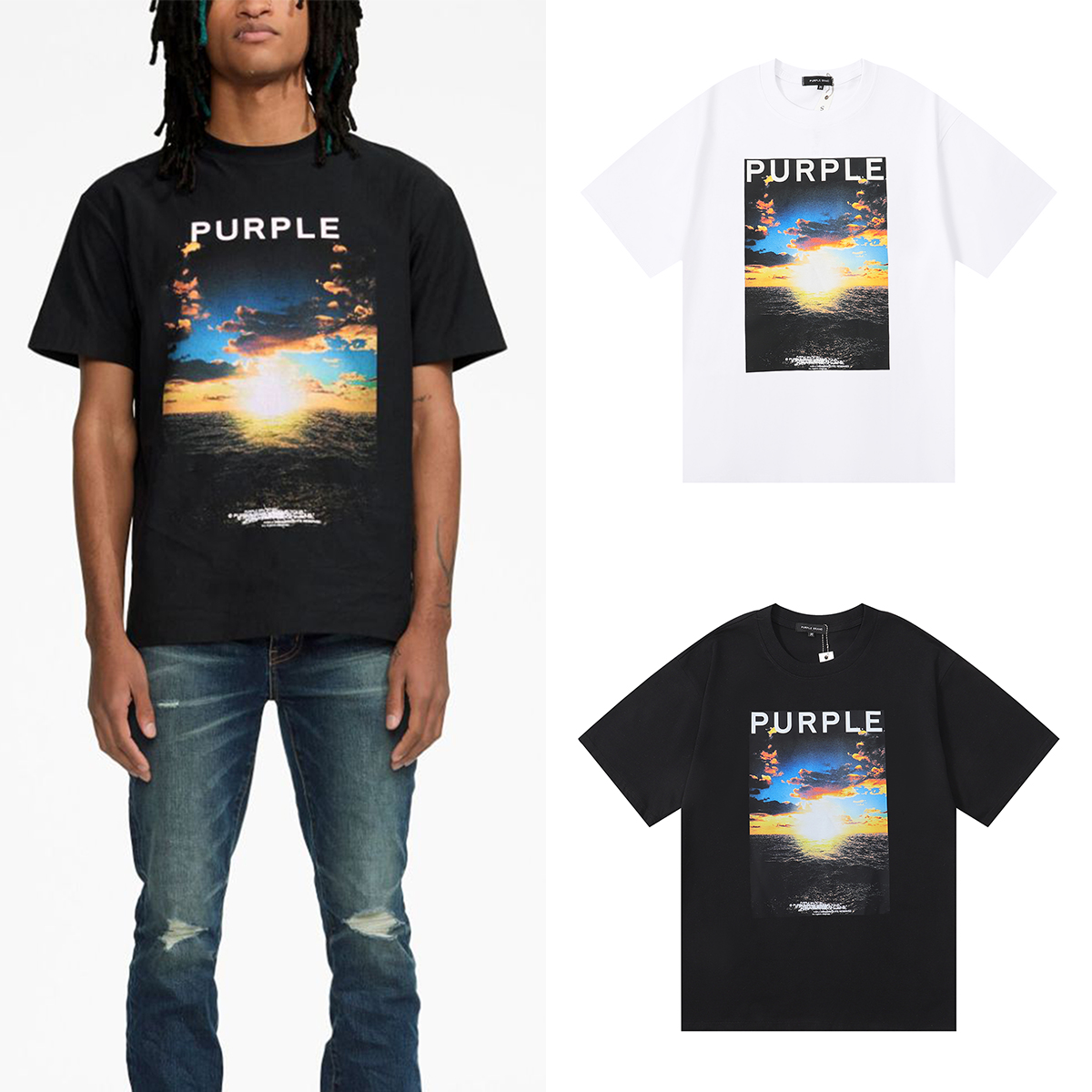 Sea Sunrise Print Short Sleeve Tee 2 colors