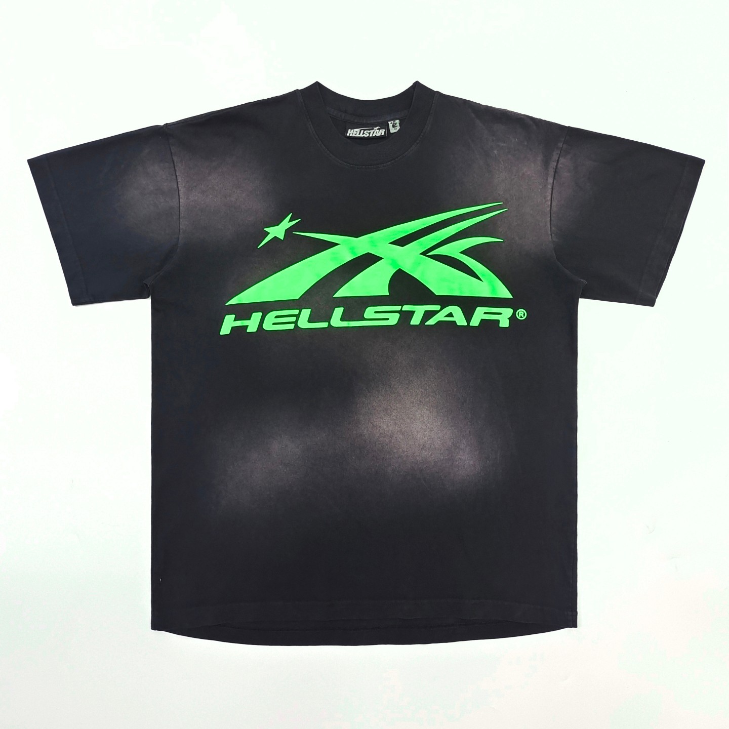 1:1 quality version Front and back bright green logo washed version tee