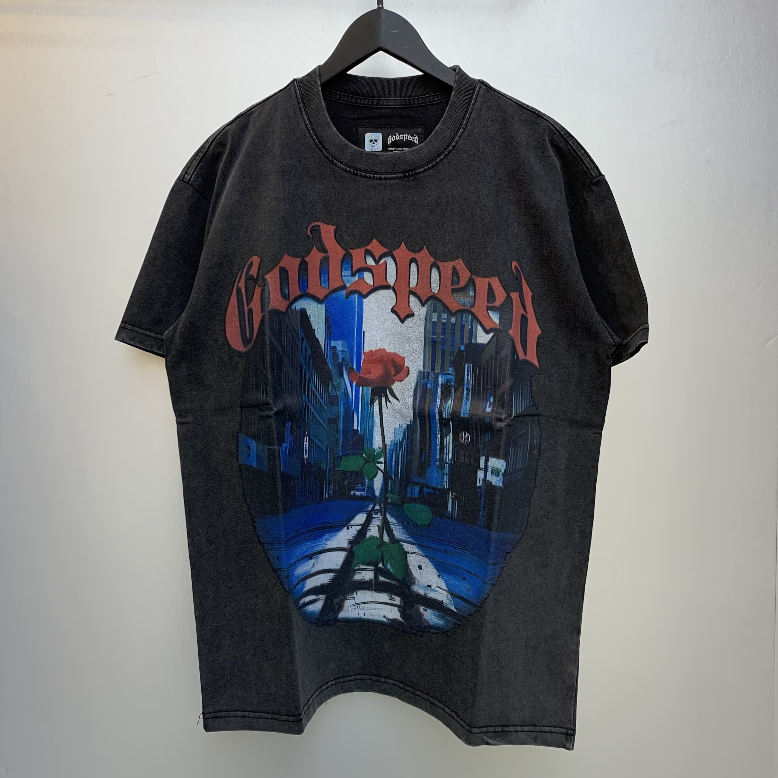 Street Rose Letter Printed Washed Version Tee 2 colors