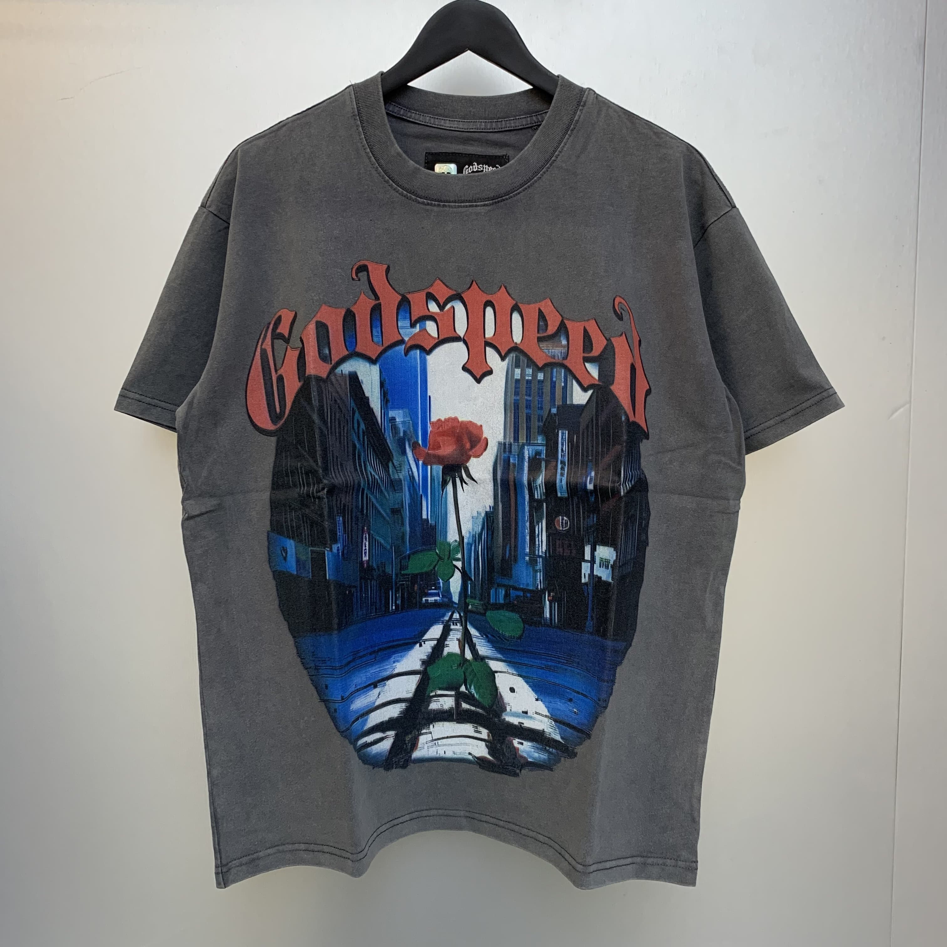 Street Rose Letter Printed Washed Version Tee 2 colors