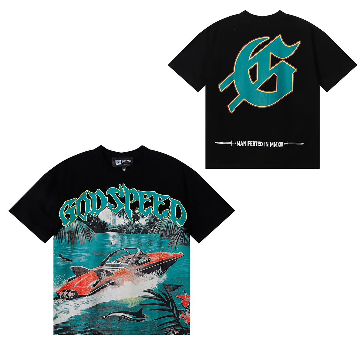 28203031 Speedboat Shark Print Tee 2 colors