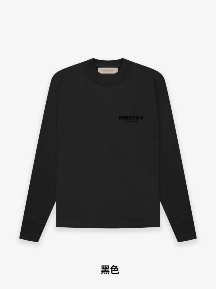 1:1 quality version Black Flocking Letter Print long-sleeve T-shirt