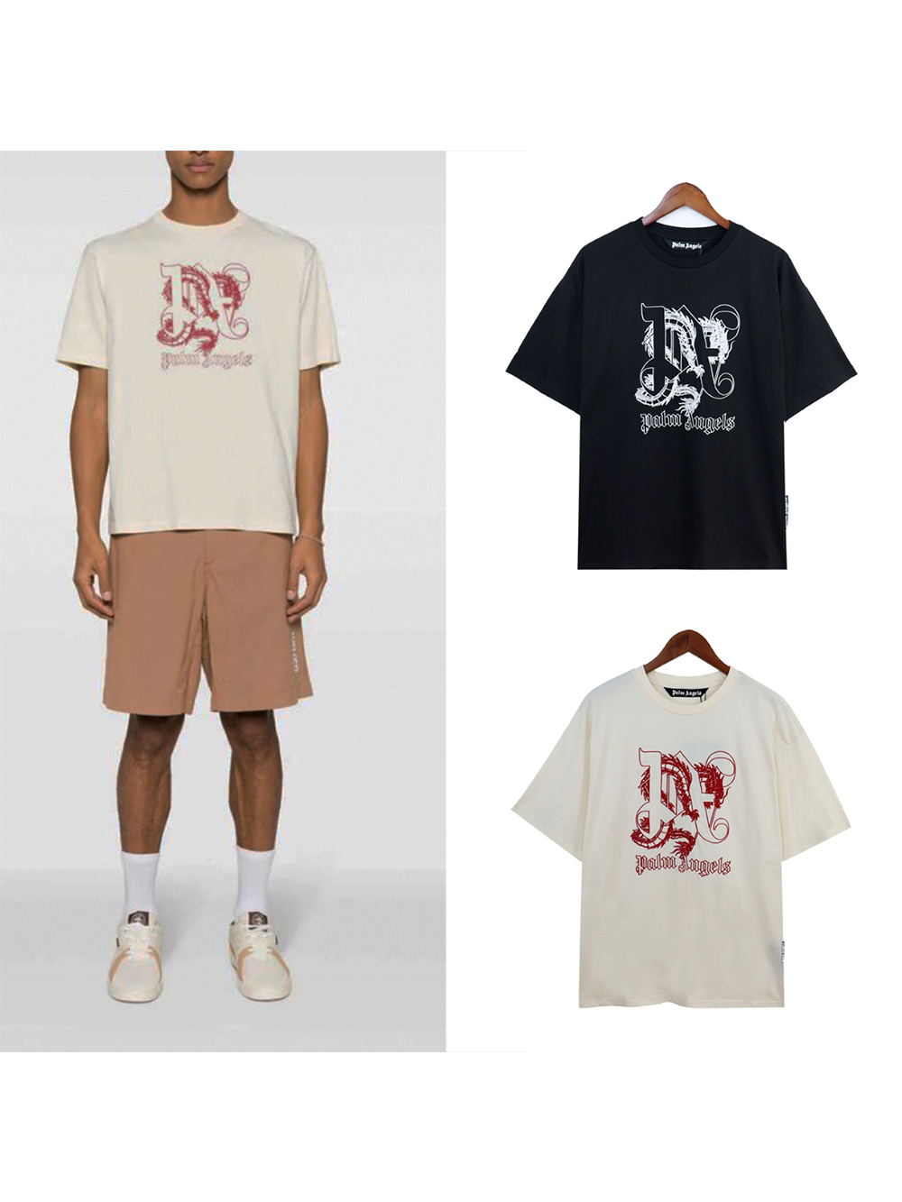 Year of the Dragon limited embroidery letter pattern  tee 2 colors