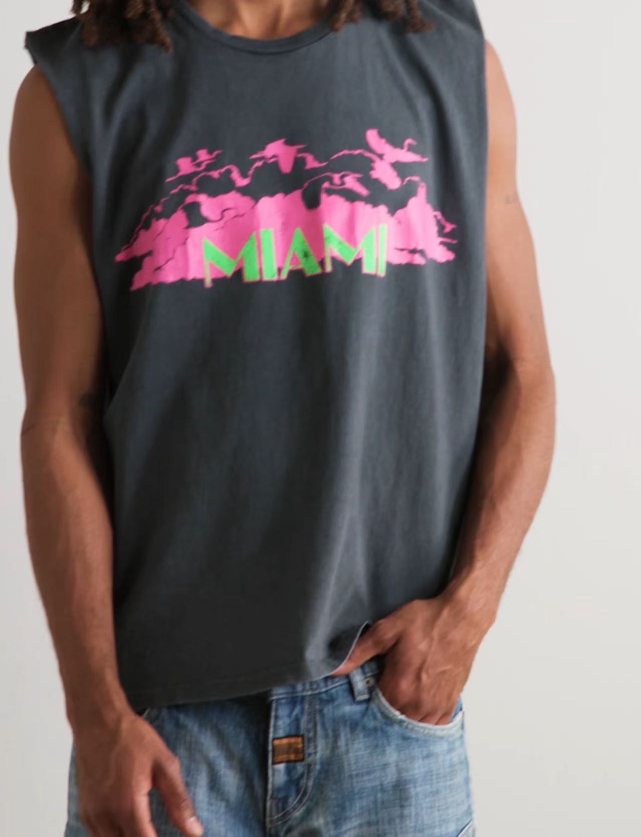 1:1 quality version 28195352 Miami Letter Print Washed Version Vest