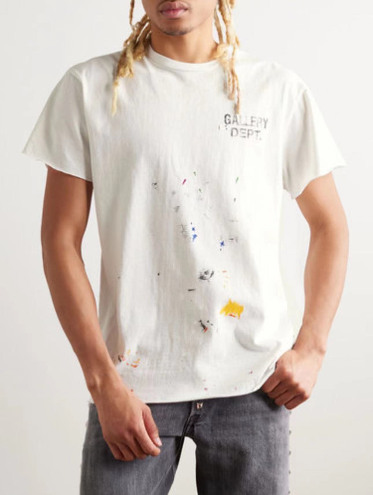 1:1 quality version Painted Raw Edge tee 2 colors