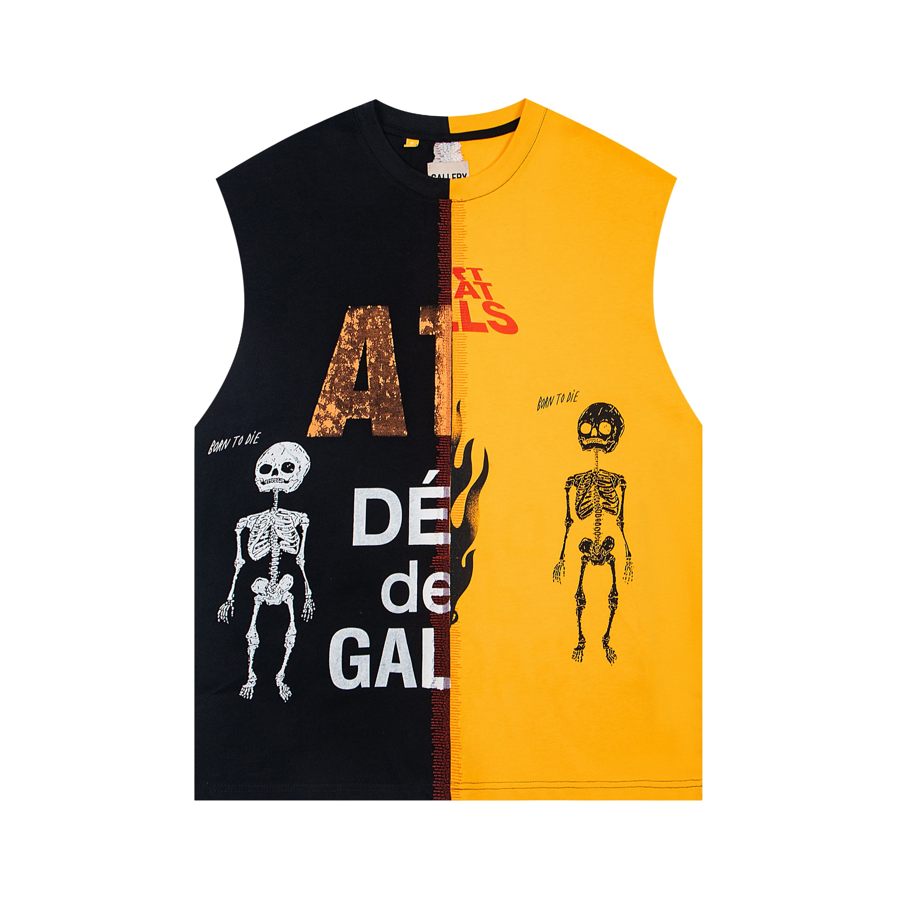 Two Color Skull Print Patchwork Vest