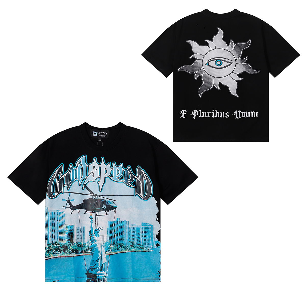 28183063 Statue of Liberty Helicopter Print Tee 3 colors