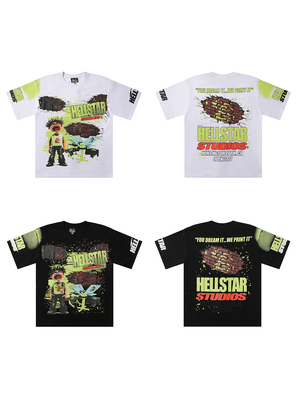 Brick Wall Graffiti Letter Print Tee 2 colors