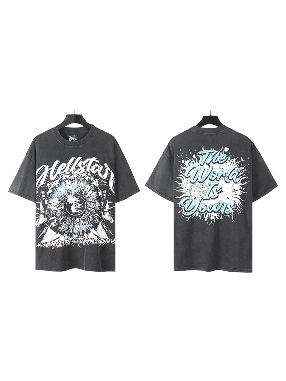 Burst Letter Eye Print Washed Version Tee