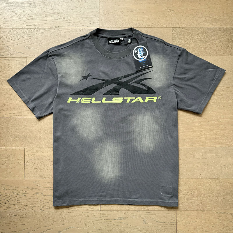 Black and Yellow Logo Washed Gray Tee