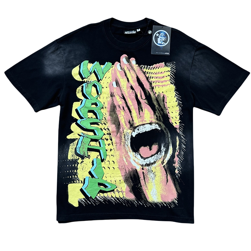 28118021 Worship Letter Teeth Tongue Print Washed Version Tee