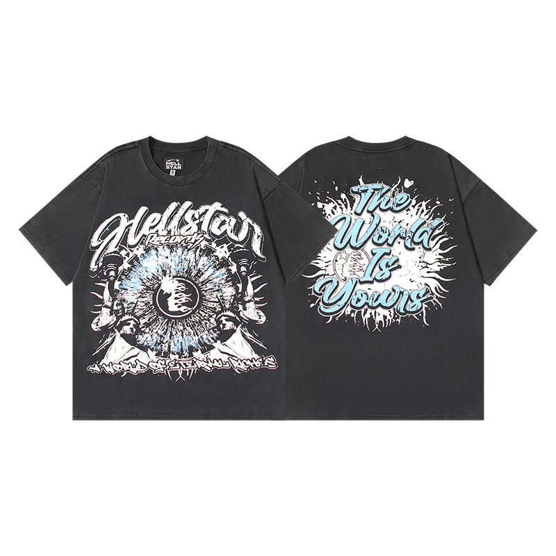 Burst Letter Eye Print Washed Version Tee