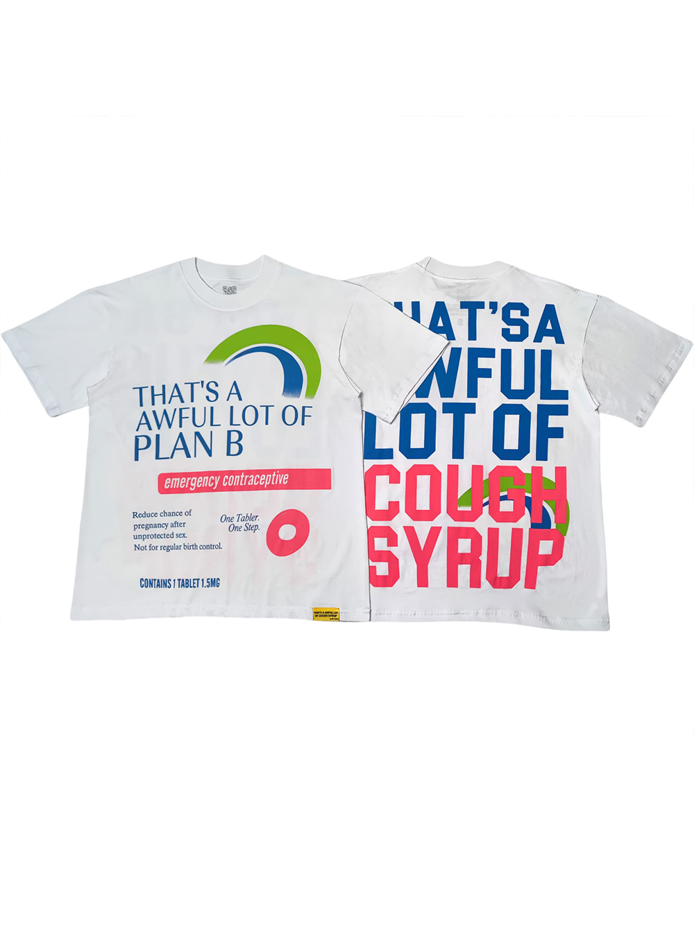 28382236 Red and Blue Slogan Printed Tee