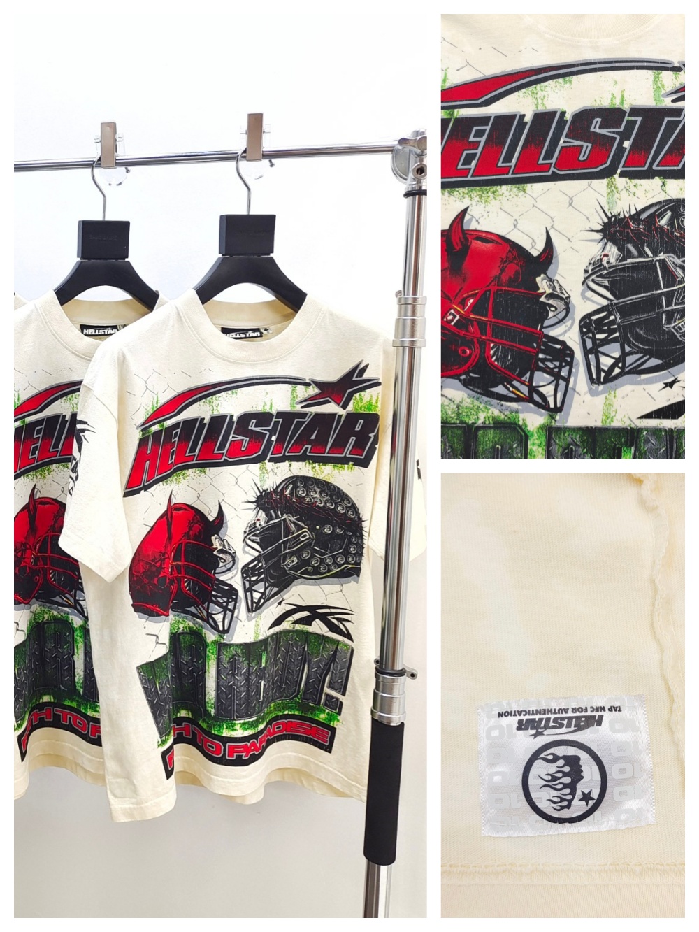 1:1 quality version HS Helmet Gradient Letter Print Tee with NFC tag