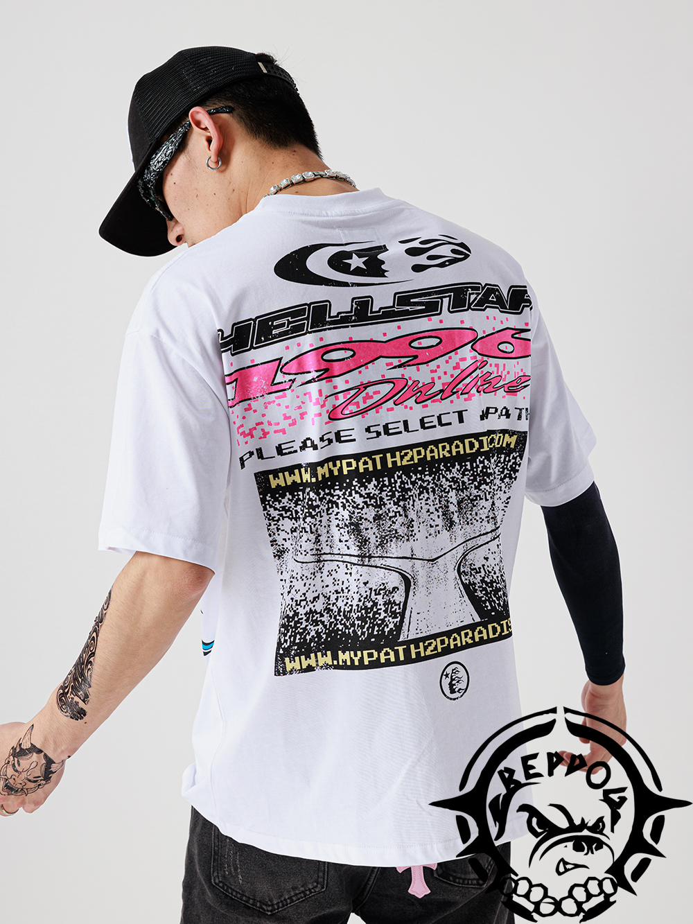 Double Half Face Big Road Print Tee
