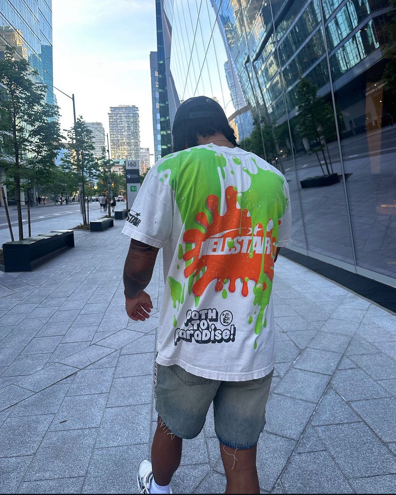 1:1 quality version Large size smiley face back graffiti print Tee