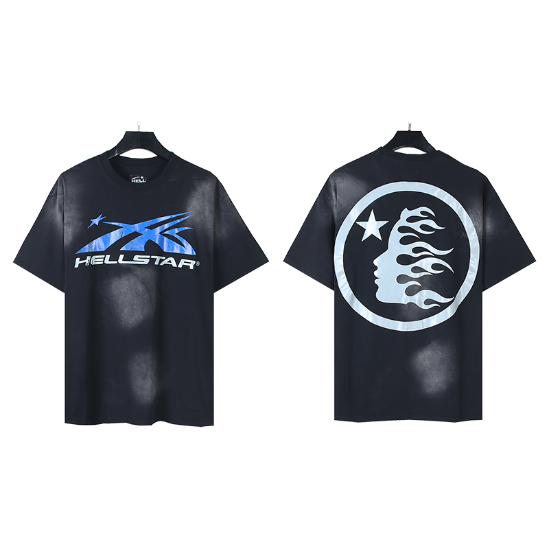 Blue and White Gradient Gel Sport Logo Washed Tee