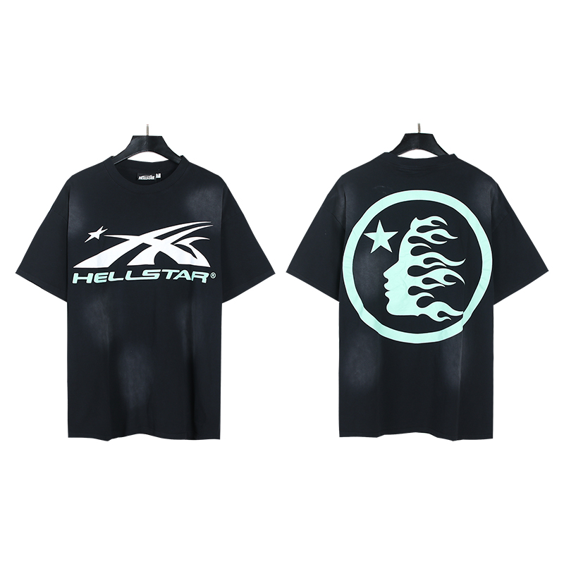 White Green Logo Washed Black Tee