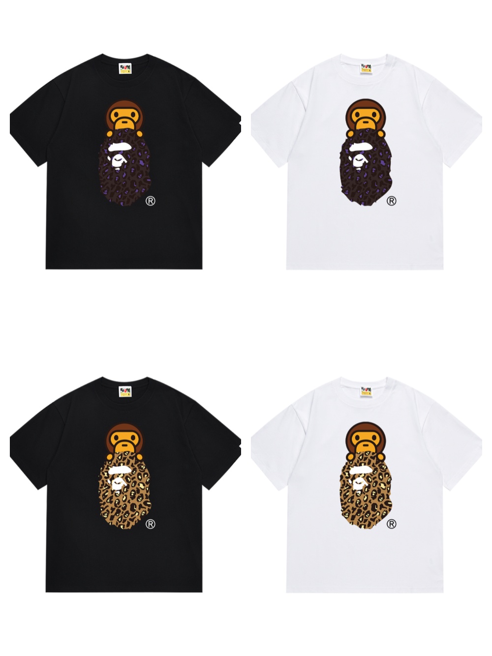 [buy more save more] Leopard Ape Head Cartoon Monkey Print Tee 4 colors