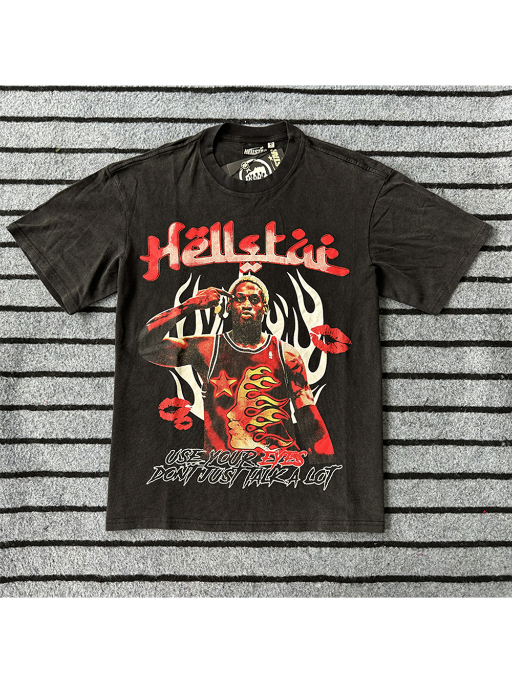 The Worm Rodman Dazzle Logo Print Washed Tee