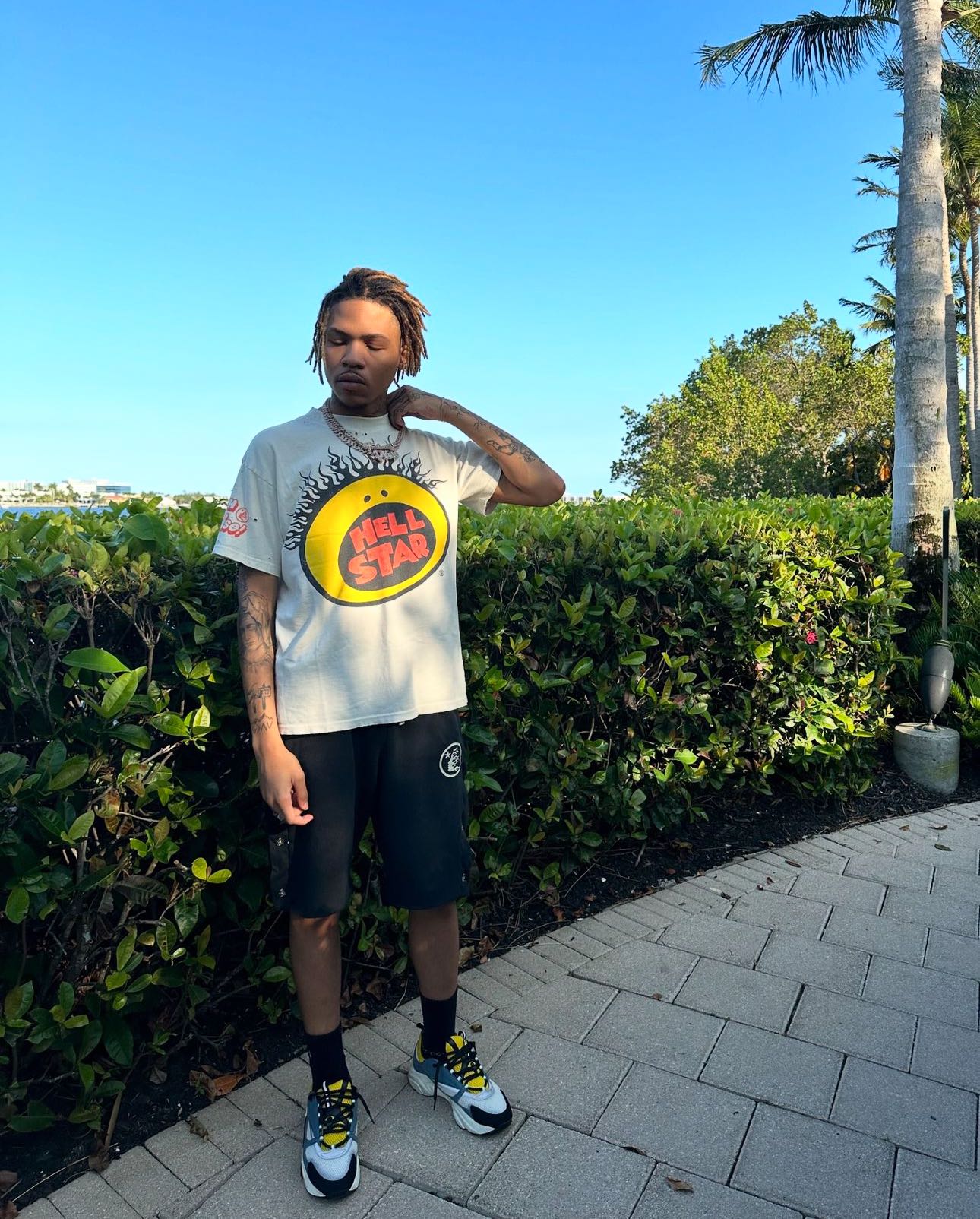 1:1 quality version Large size smiley face back graffiti print Tee