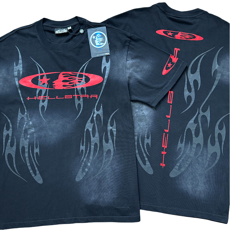 28228126 Dark Flame Red Logo Print Washed Version Tee