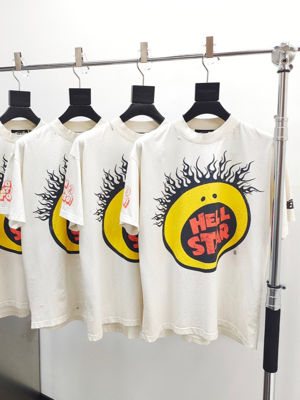 1:1 quality version Large size smiley face back graffiti print Tee