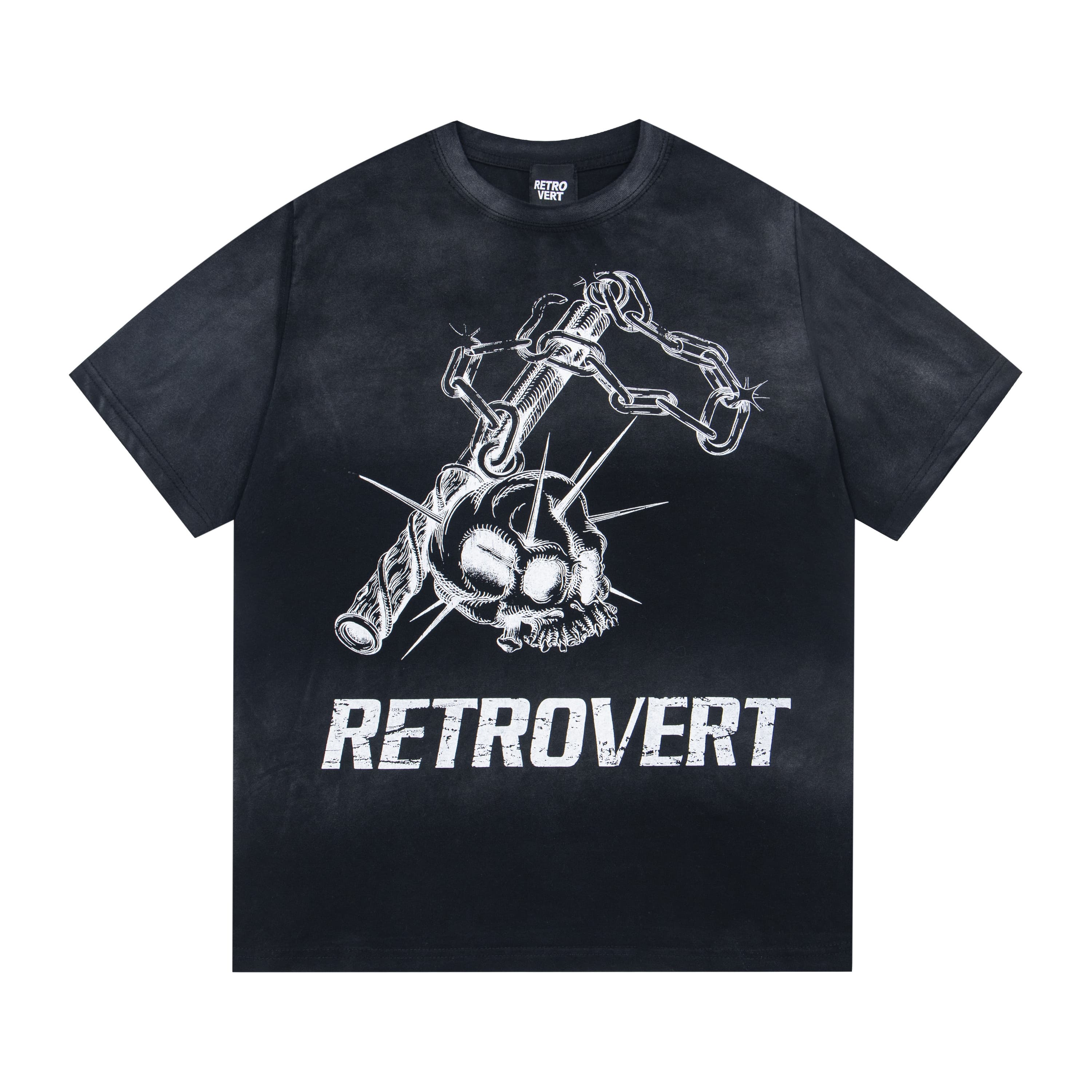 28356095 Skull Chain Print Washed Version Tee 2 colors